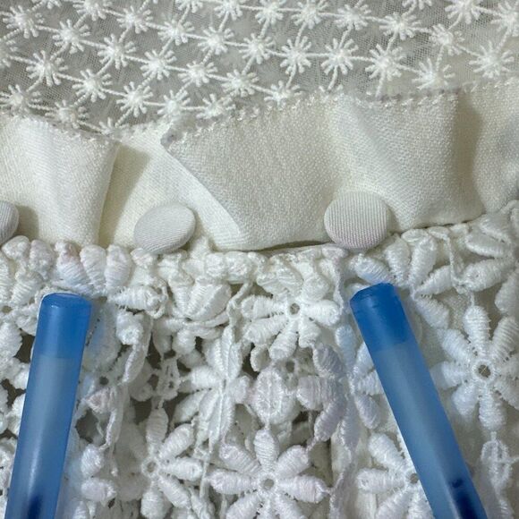 Self-Portrait Floral Frill Mini Dress White Sz 8 Romantic Feminine - Picture 10 of 15